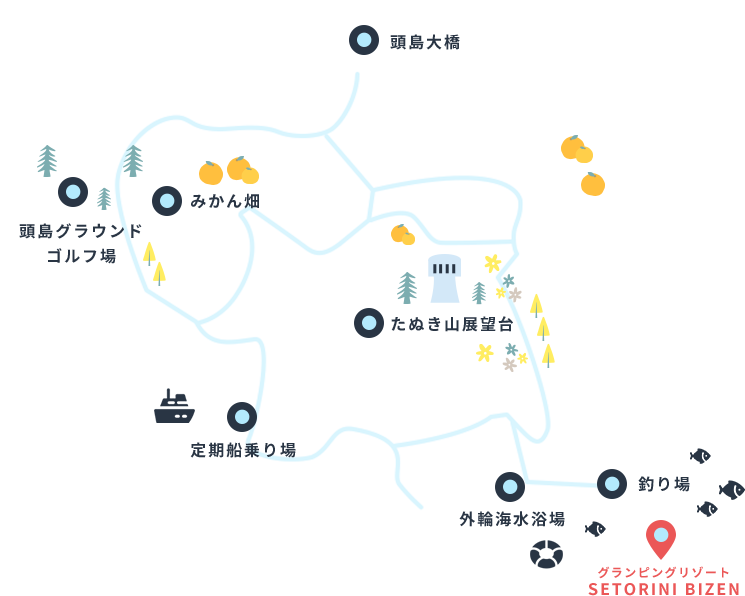 島内MAP 頭島の見どころや周辺情報をご紹介